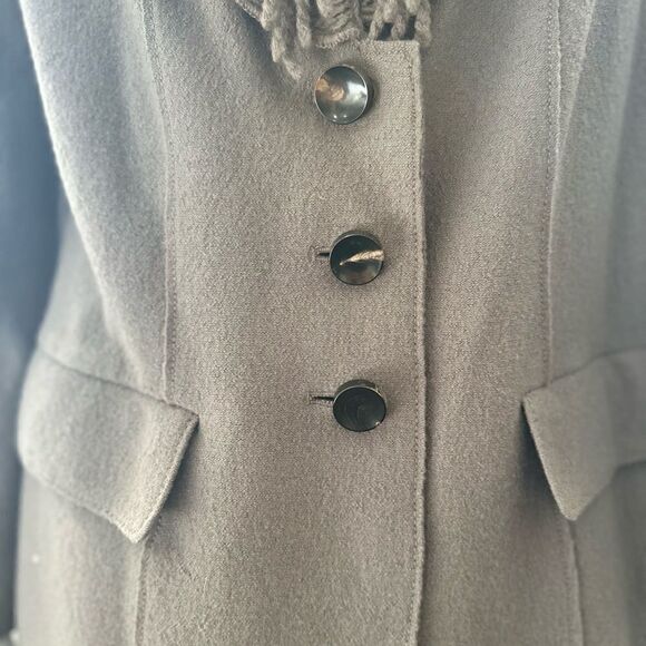 Marc Cain 100% Wool Fringe Collar Blazer Sz 14 - Picture 5 of 15